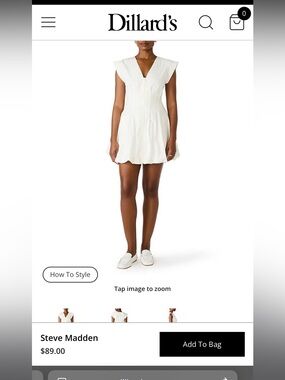 Steve Madden
Gale V-Neck Cap Sleeve Bubble Hem Pearl
Poplin Mini Dress
